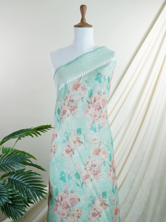 Tussars Green Semi Tussar - Manoranjitham Weaves - Handloom Store