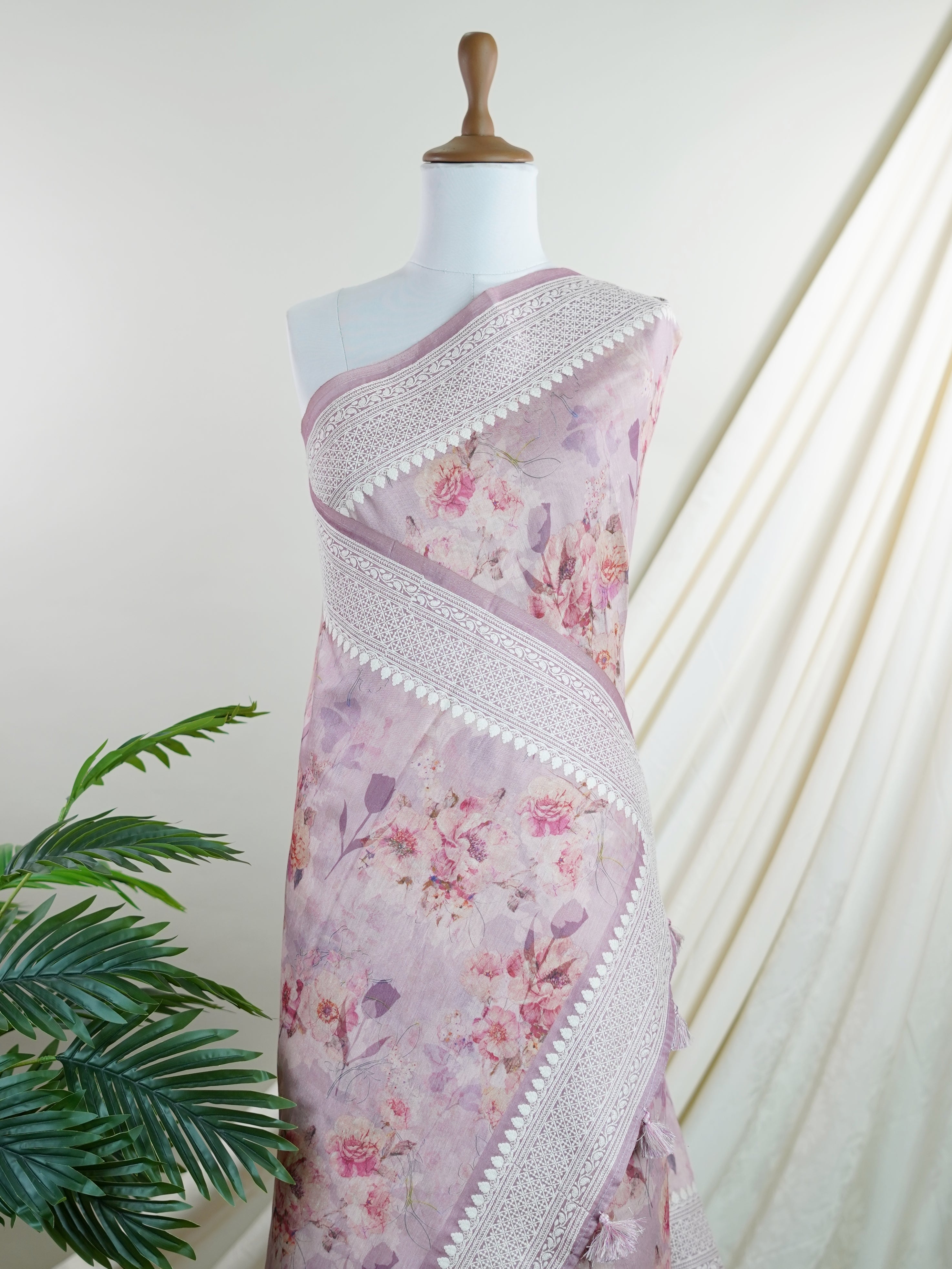 Tussars Purple Semi Tussar - Manoranjitham Weaves - Handloom Store