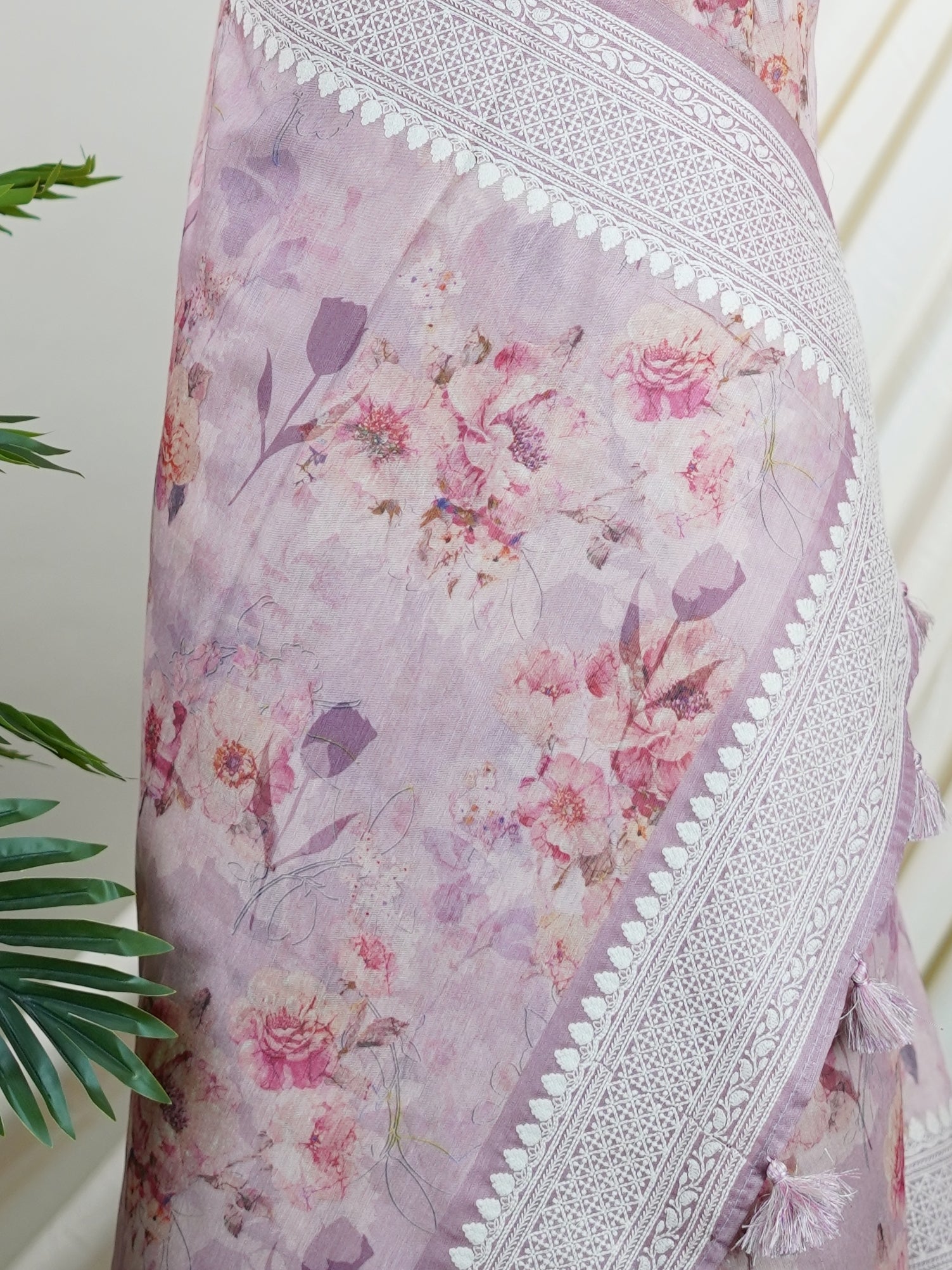 Tussars Purple Semi Tussar - Manoranjitham Weaves - Handloom Store