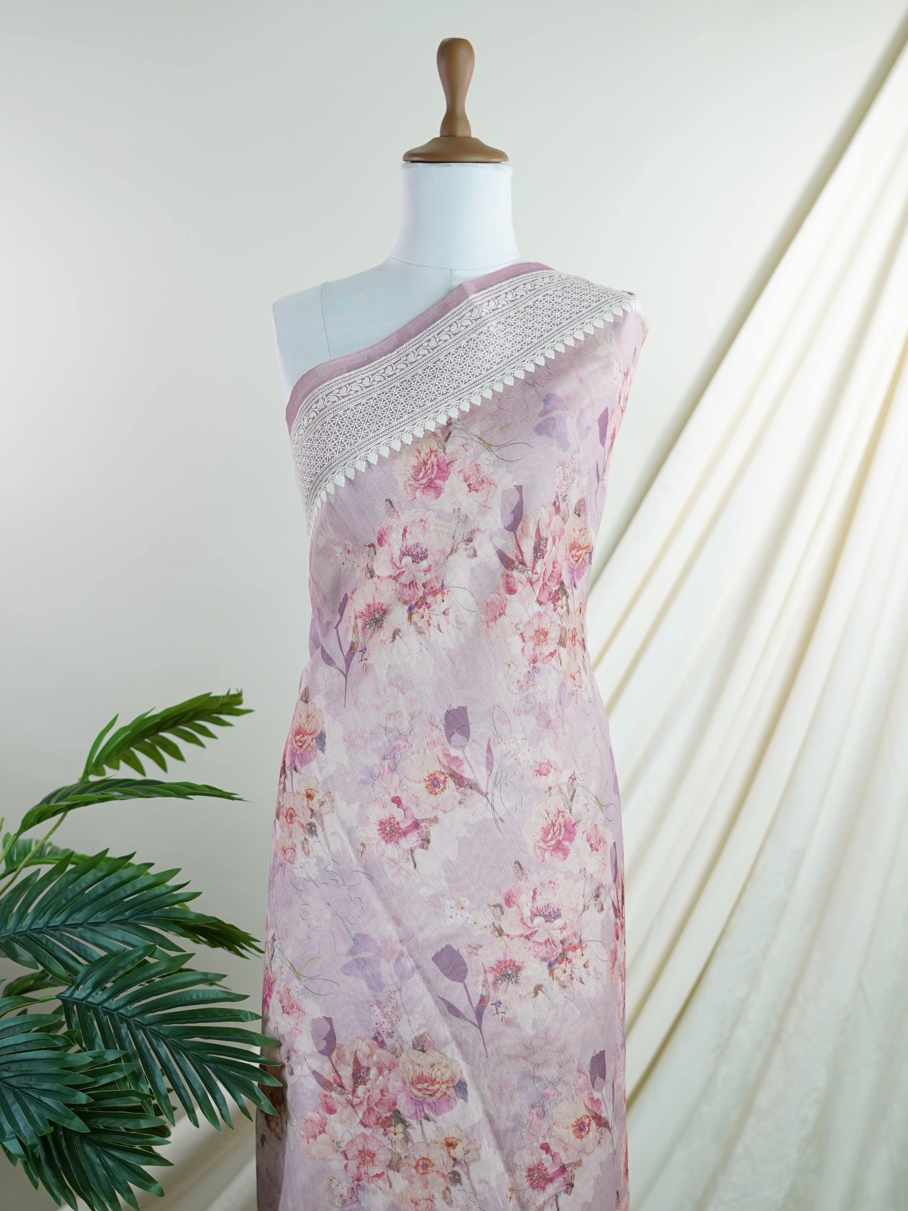 Tussars Purple Semi Tussar - Manoranjitham Weaves - Handloom Store