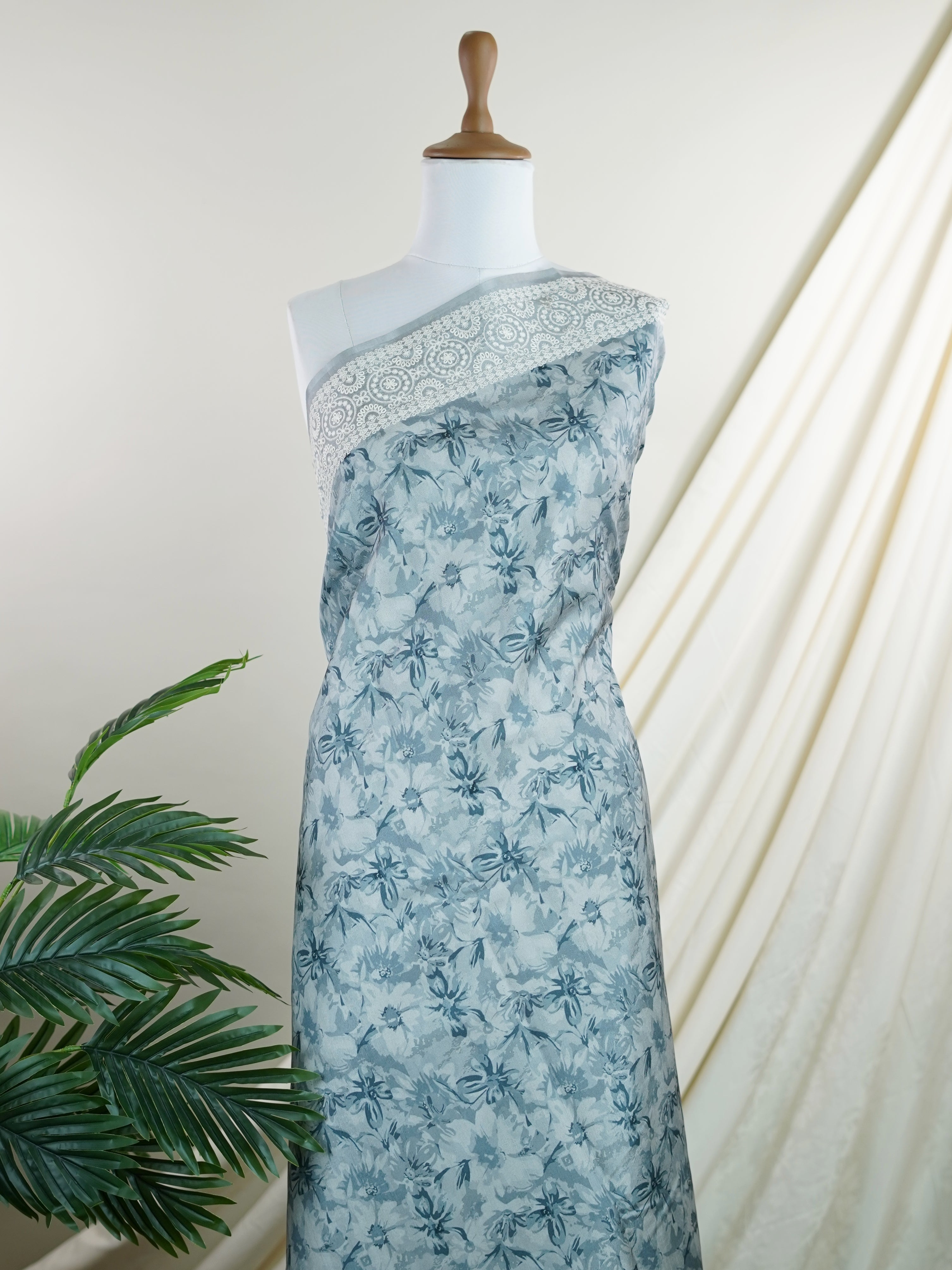 Tussars Grey Semi Tussar - Manoranjitham Weaves - Handloom Store