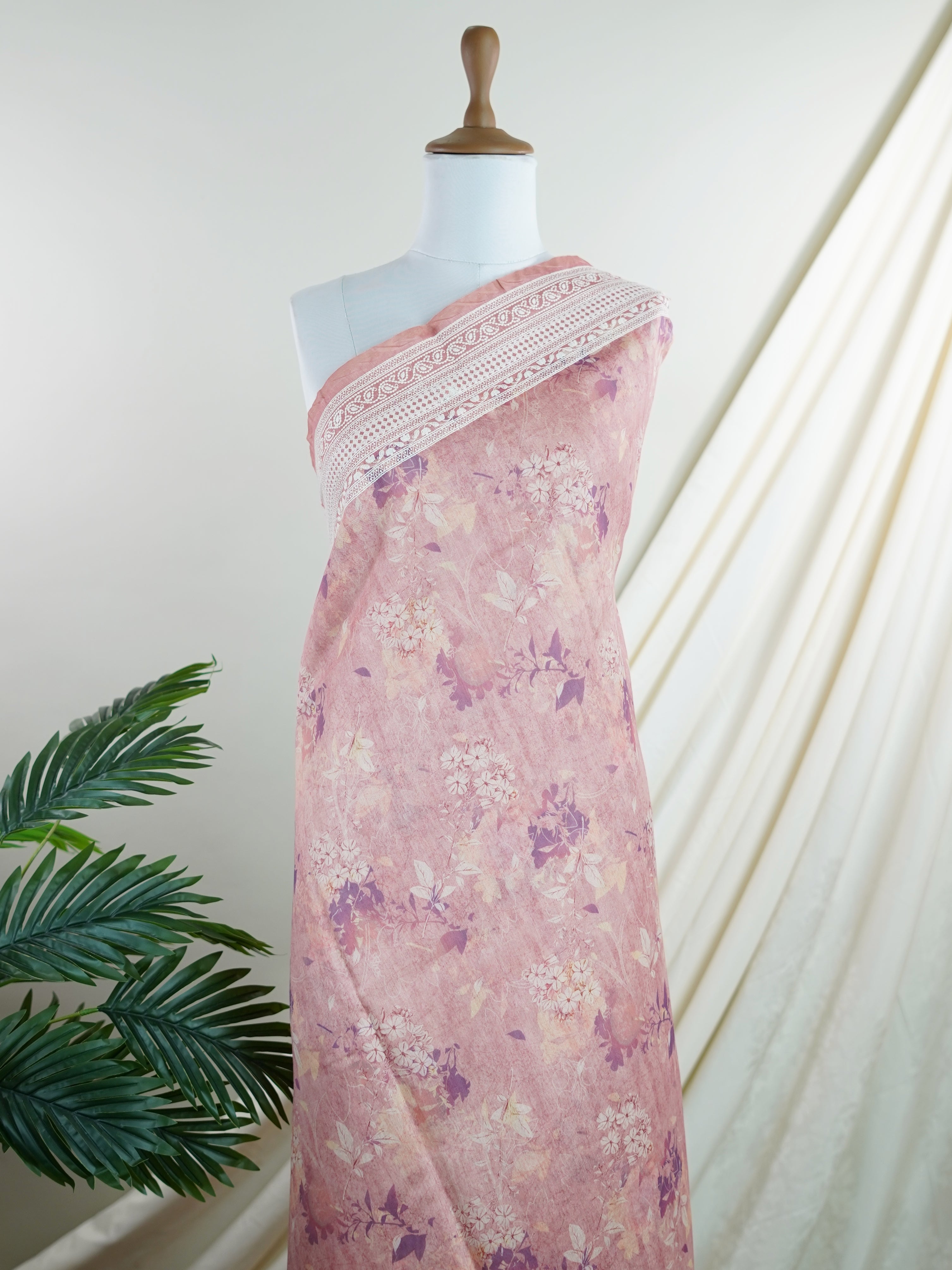 Tussars Orange Semi Tussar - Manoranjitham Weaves - Handloom Store