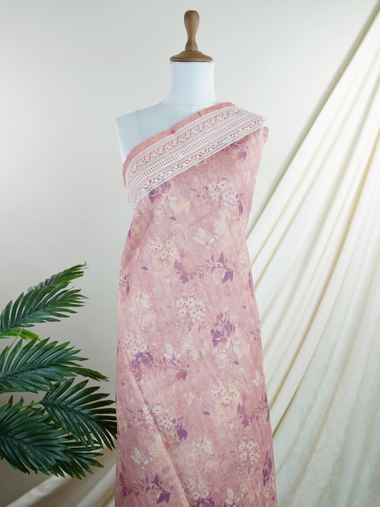 Tussars Orange Semi Tussar - Manoranjitham Weaves - Handloom Store