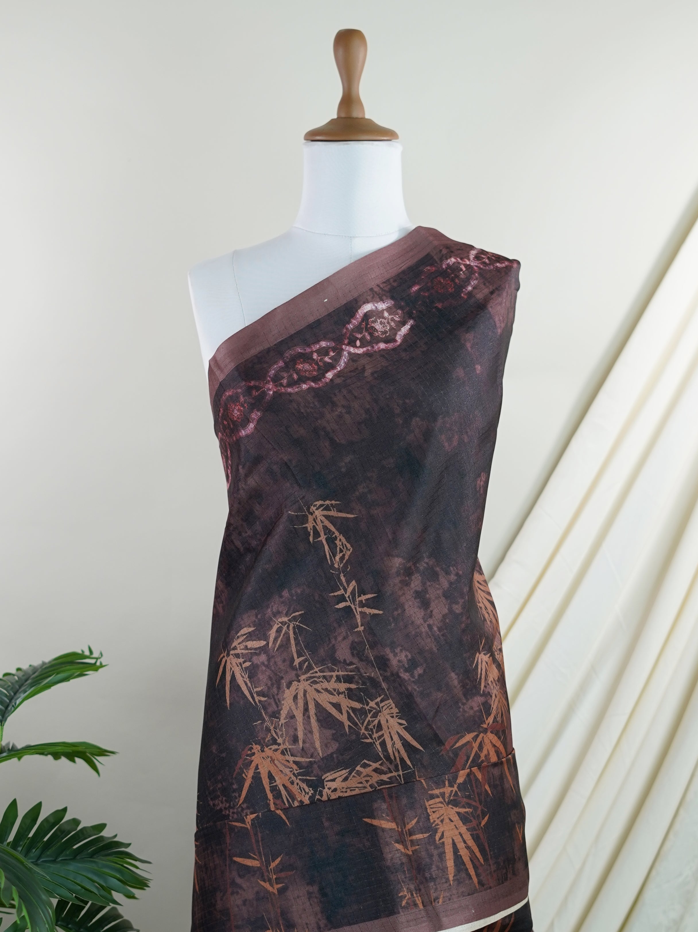 Tussars Brown  Semi Tussar - Manoranjitham Weaves - Handloom Store