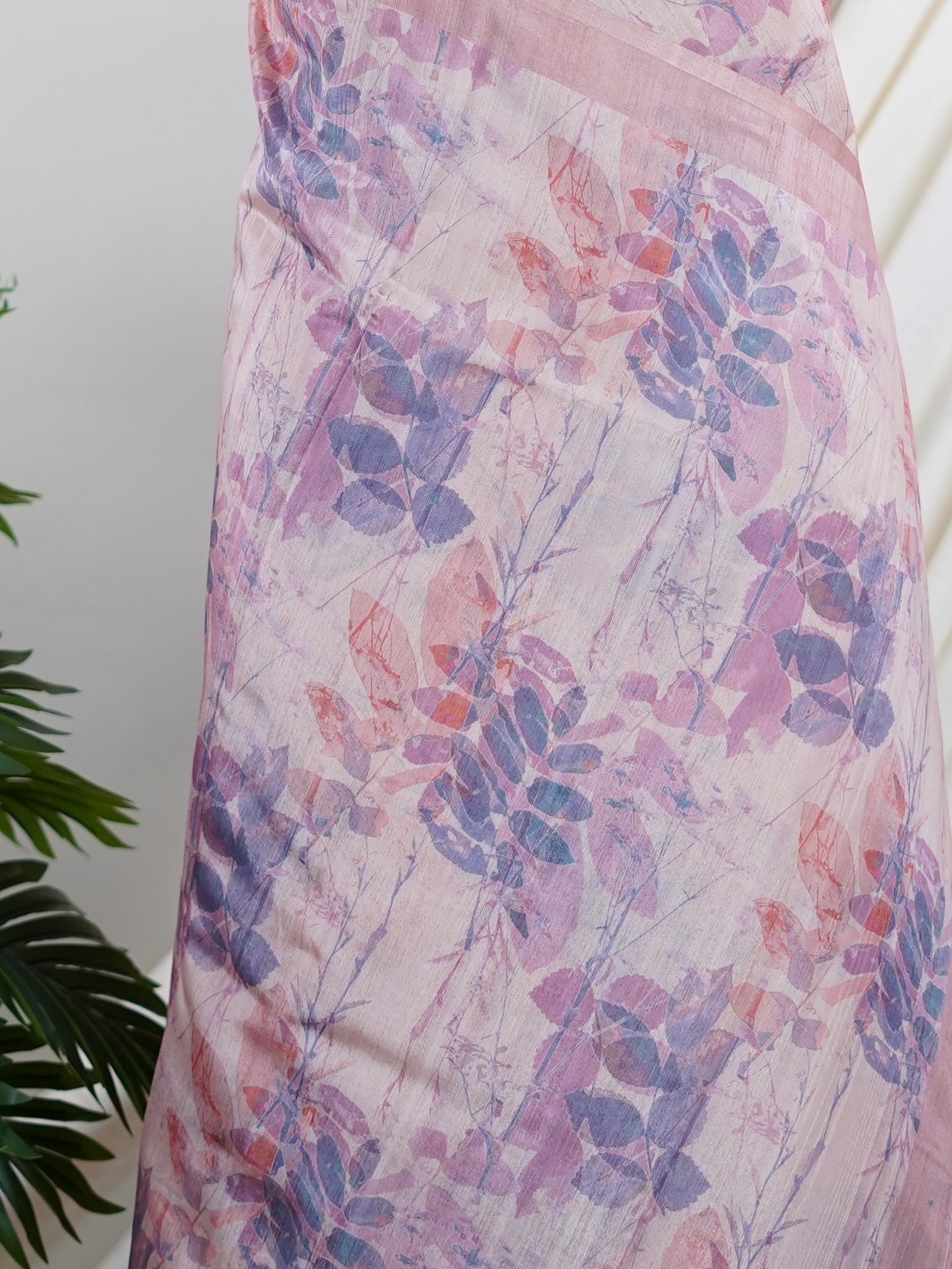 Tussars Baby Pink Semi Tussar - Manoranjitham Weaves - Handloom Store