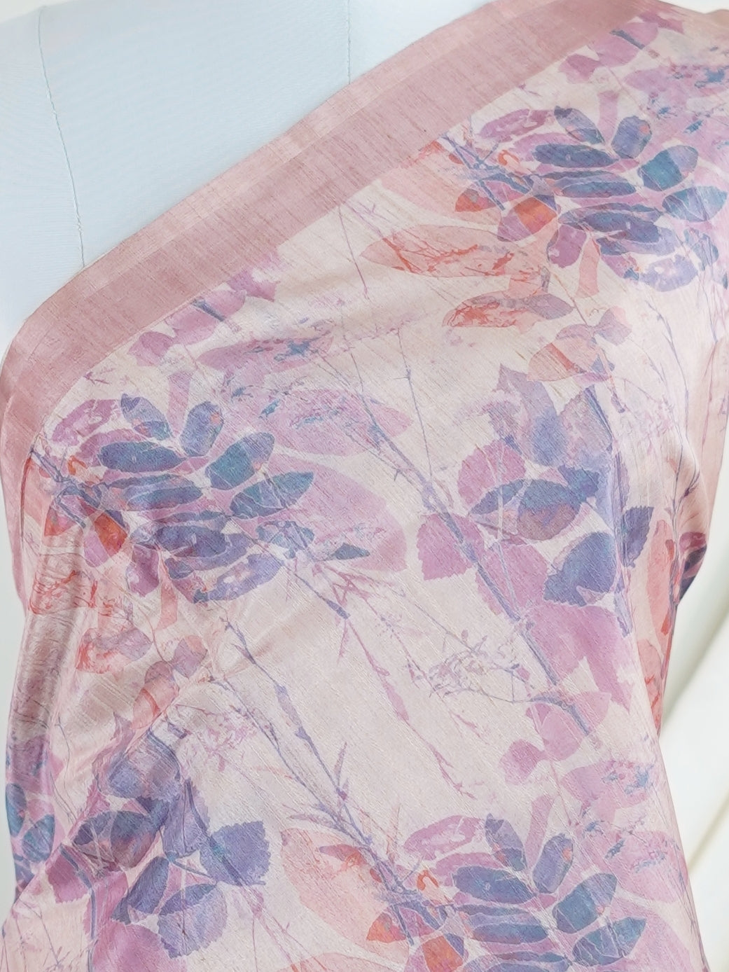 Tussars Baby Pink Semi Tussar - Manoranjitham Weaves - Handloom Store