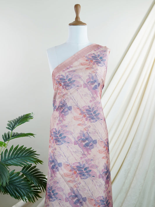 Tussars Baby Pink Semi Tussar - Manoranjitham Weaves - Handloom Store