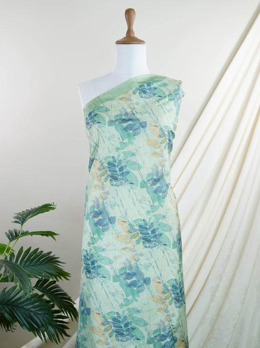 Tussars Green Semi Tussar - Manoranjitham Weaves - Handloom Store