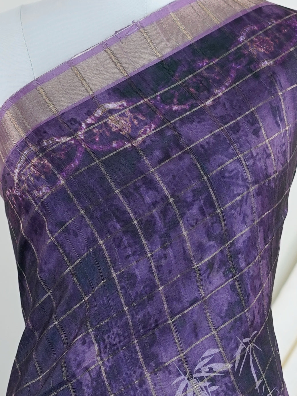 Tussars Violet Semi Tussar - Manoranjitham Weaves - Handloom Store