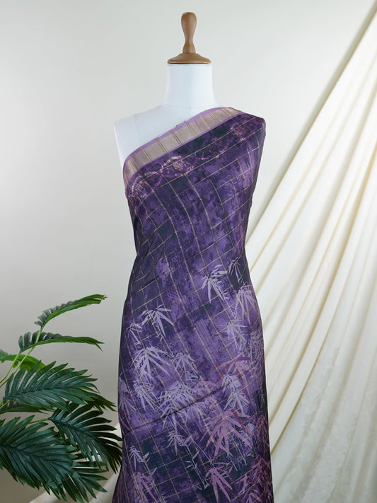 Tussars Violet Semi Tussar - Manoranjitham Weaves - Handloom Store