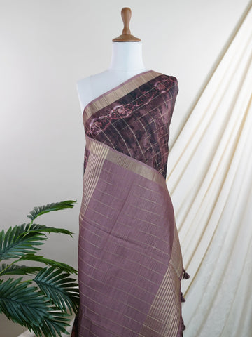 Tussars This semi tussar saree showcases rich digital prints on a textured, softly matte base. With its natural feel and artistic flair, it’s a perfect choice for those who love understated elegance with a modern twist. Ideal for casual celebrations and cultural outings.br
#SemiTussarSaree #DigitalPrintDrapes #TexturedElegance #ModernTradition #Manoranjitham #ManoranjithamStyle Damayanthi - Semi Silk Saree | Digital Print - Manoranjitham Weaves - Handloom Store
