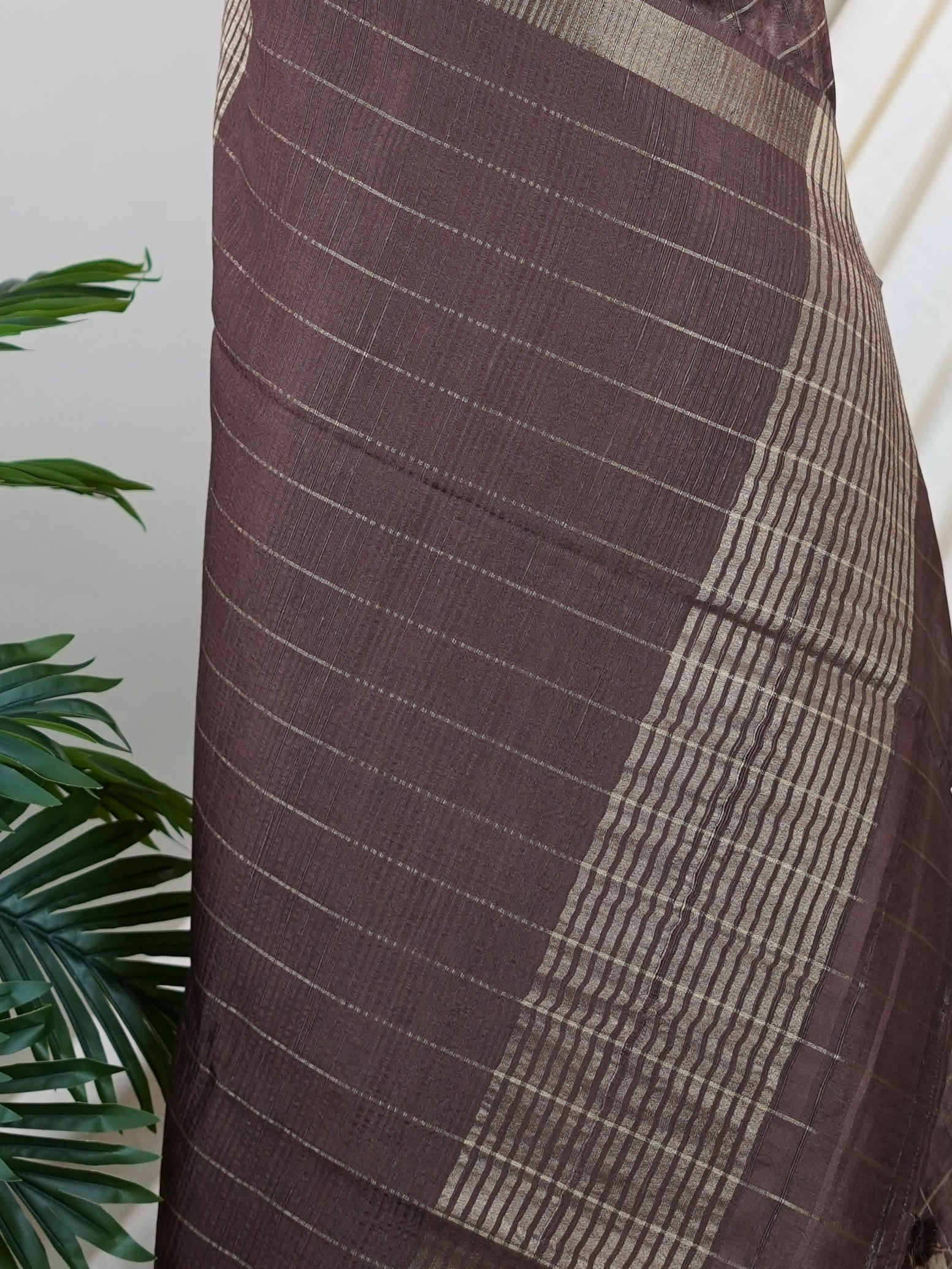 Tussars Brown  Semi Tussar - Manoranjitham Weaves - Handloom Store