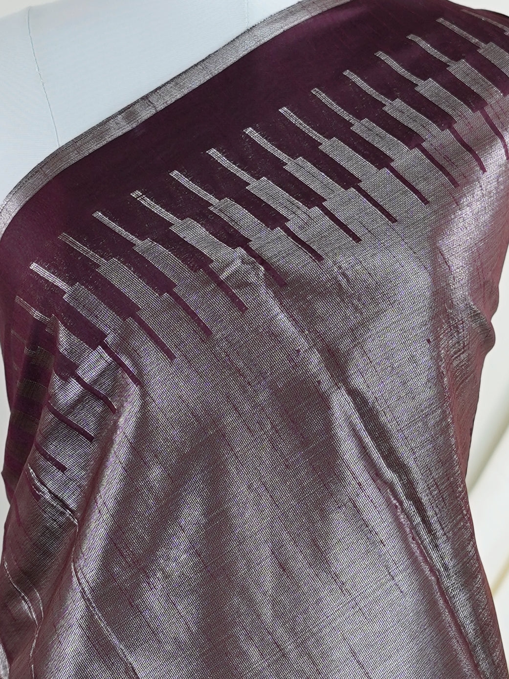 Tussars Maroon Semi Tussar - Manoranjitham Weaves - Handloom Store