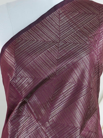 Tussars A rich maroon semi tussar saree adorned with striking gold geometric patterns.br
Crafted in Varanasi, it offers a lustrous drape with a modern design edge.br
Perfect for evening events, cultural functions, or statement festive wear.br
#SemiTussarWeaves #GeometricSaree #VaranasiElegance Jayanthi - Semi Silk Saree | Nan Zari Work | Handwoven - Manoranjitham Weaves - Handloom Store