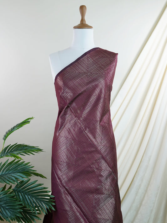 Tussars Maroon Semi Tussar - Manoranjitham Weaves - Handloom Store