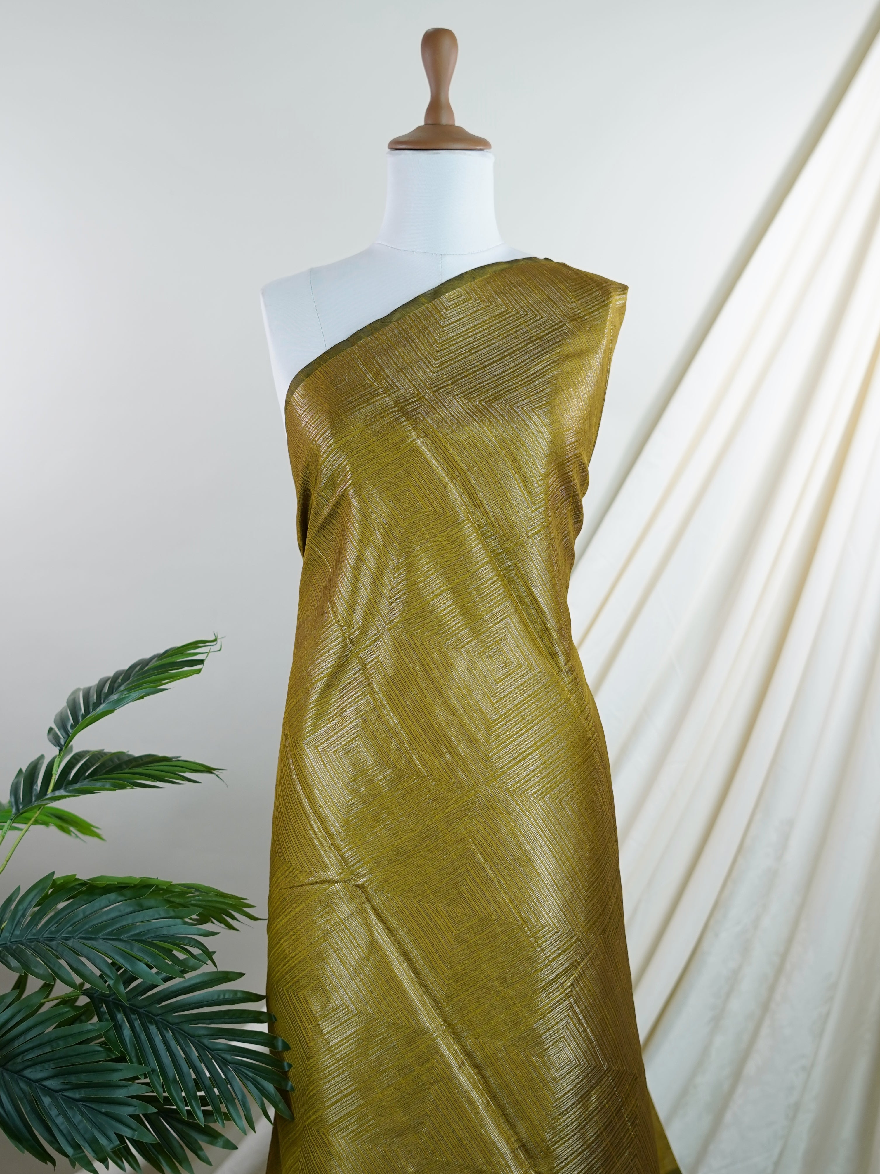 Tussars Olive Green  Semi Tussar - Manoranjitham Weaves - Handloom Store