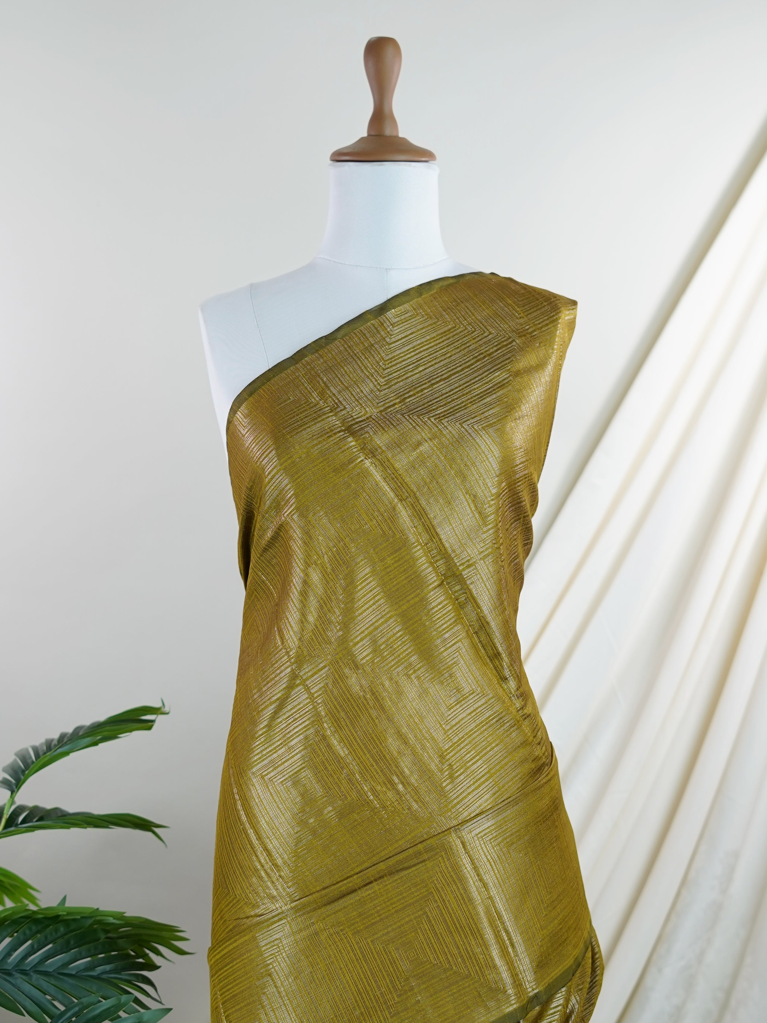 Tussars Olive Green  Semi Tussar - Manoranjitham Weaves - Handloom Store