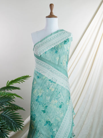 Semi Silk  Fancy Banaras - Manoranjitham Weaves - Handloom Store
