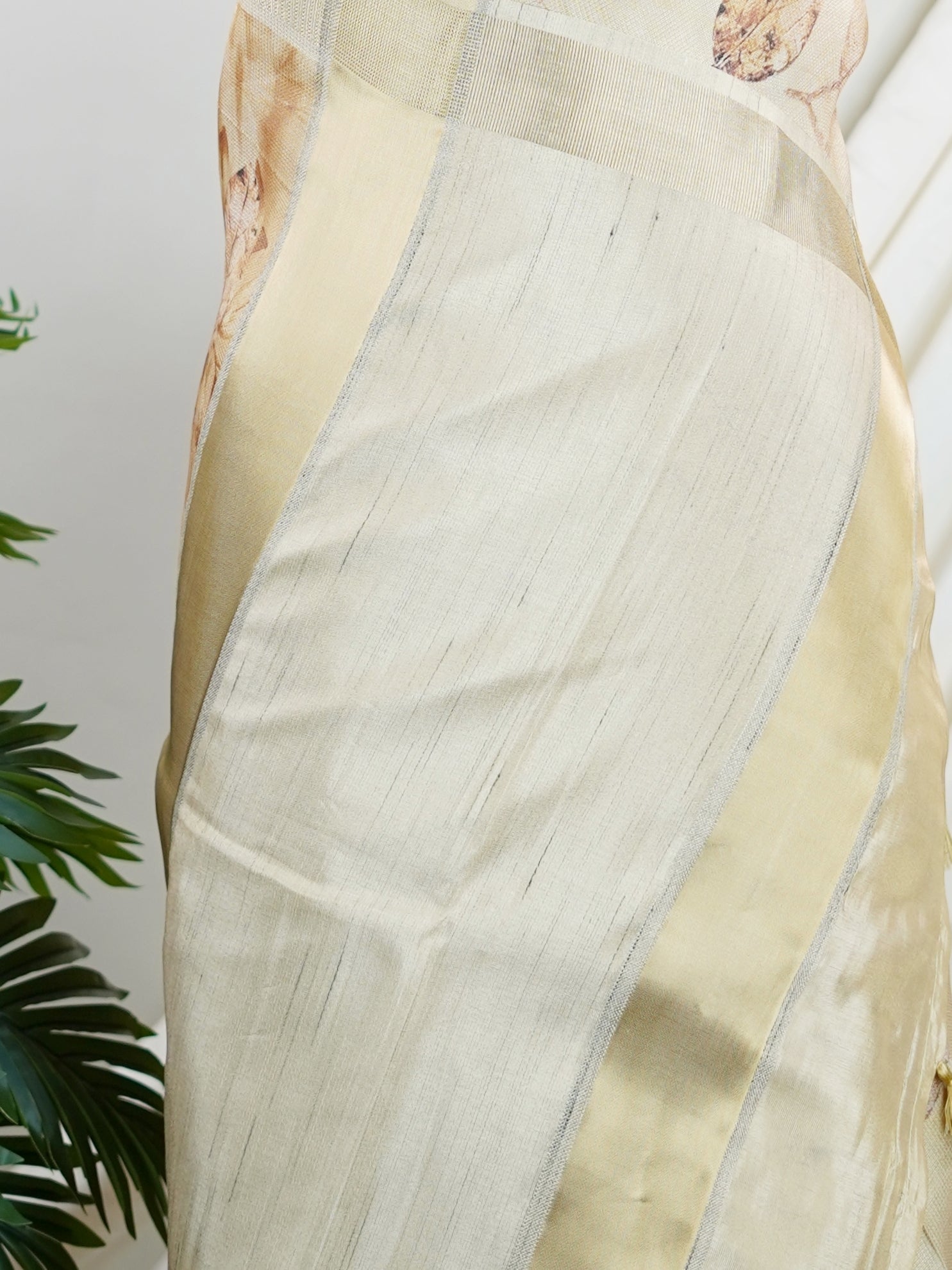 tissue Beige Semi Tissue - Manoranjitham Weaves - Handloom Store