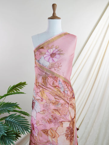 Kota Handwoven by skilled artisans of Maharashtra, this Kota saree in Pink blends traditional elegance with intricate nan zari work. A truly stunning drape for special occasions. The interplay of colors and craftsmanship makes it a treasured piece for every saree connoisseur. Sohinia - Pink Handloom Pure Silk Saree - Manoranjitham Weaves - Handloom Store