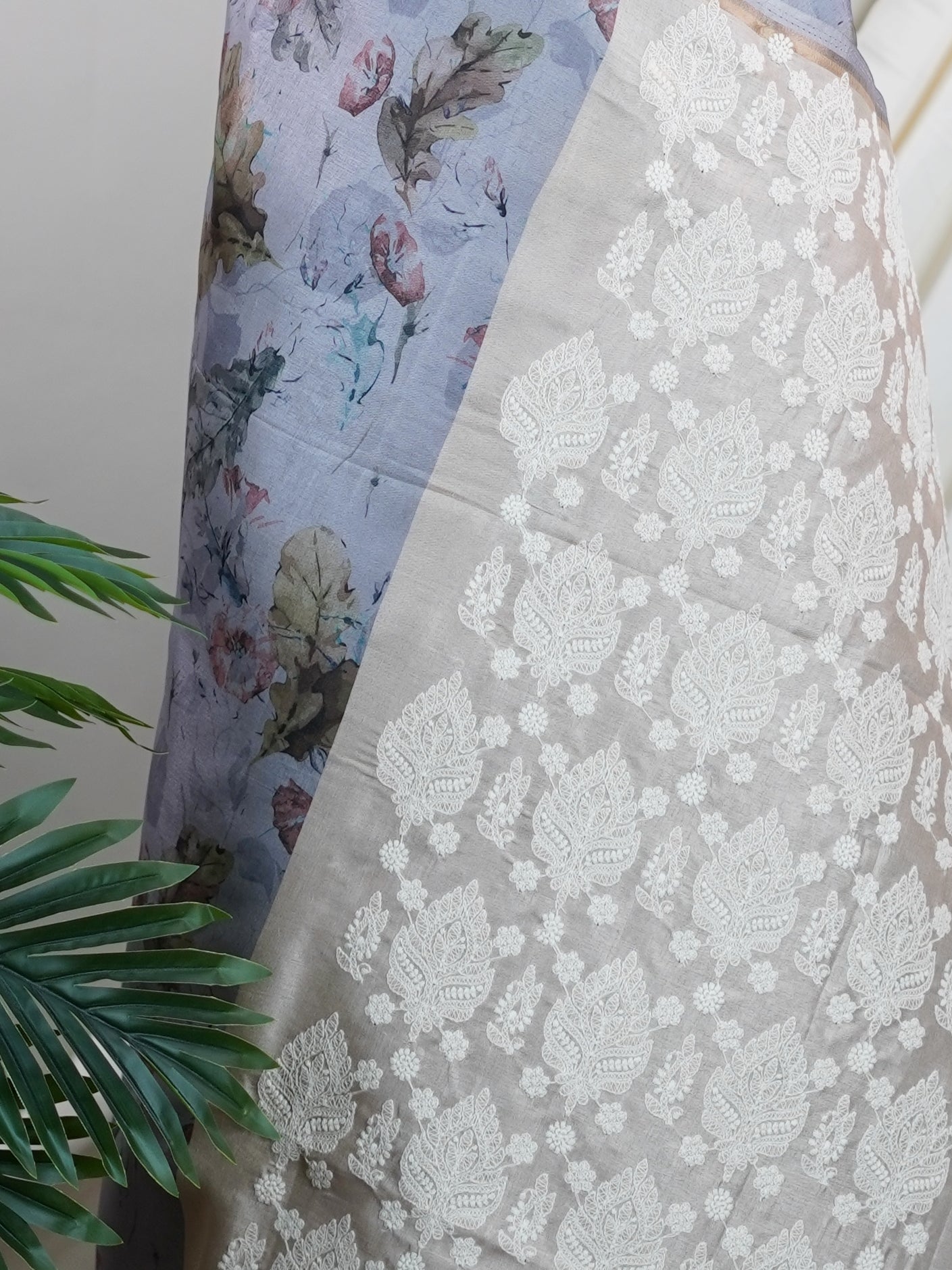 Katan Cream Semi Silk - Manoranjitham Weaves - Handloom Store