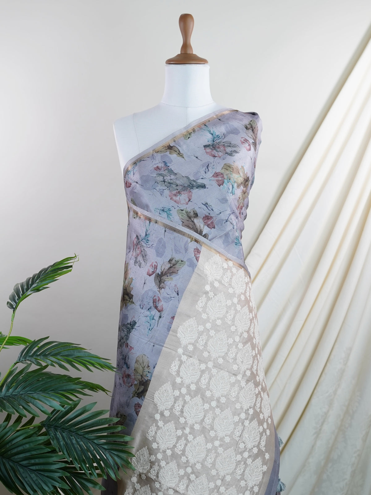 Katan Cream Semi Silk - Manoranjitham Weaves - Handloom Store