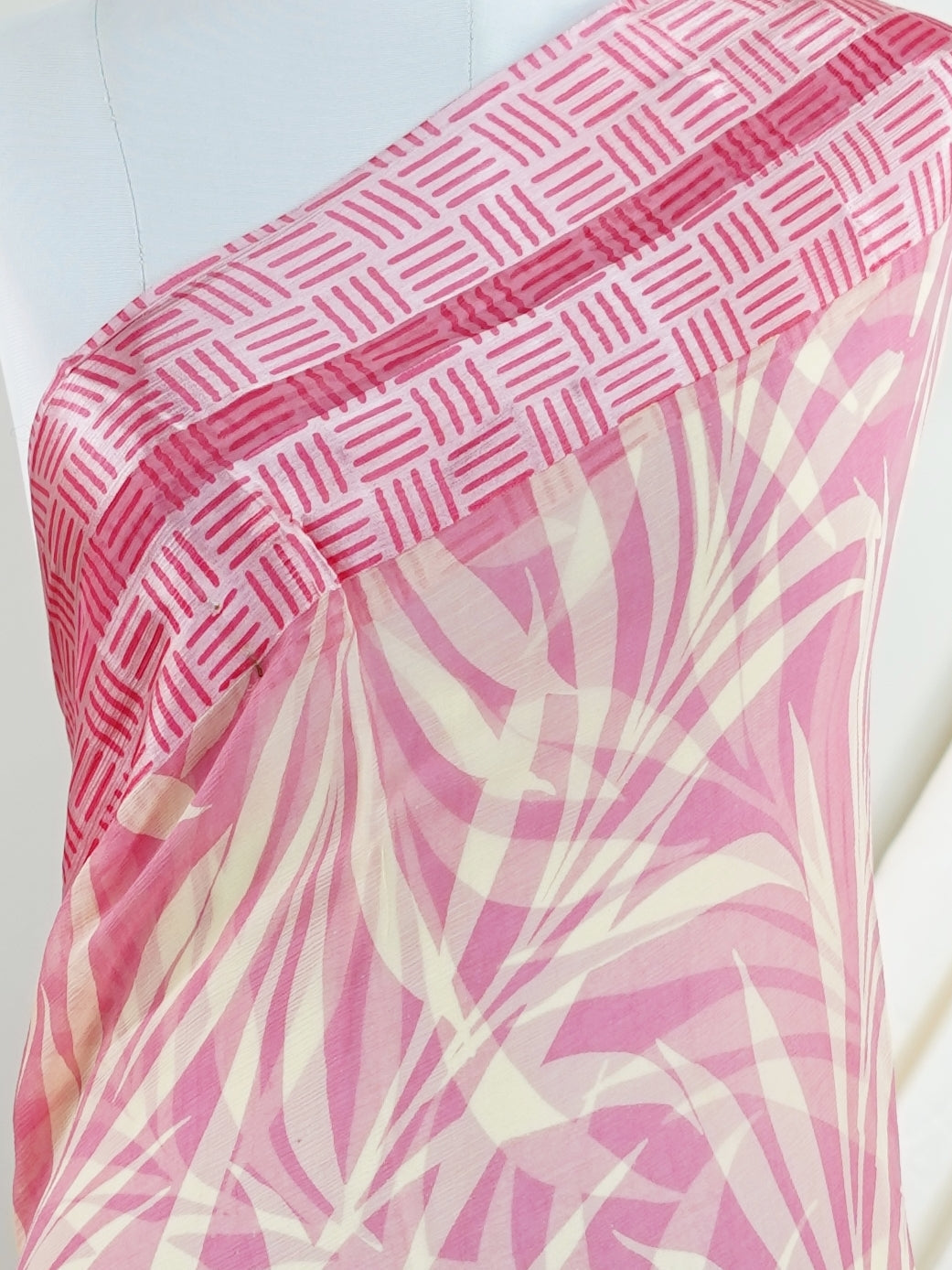 Satin Pink Chiffon  - Manoranjitham Weaves - Handloom Store