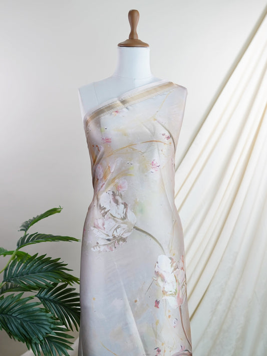 Mushru Grey  Semi Mushru - Manoranjitham Weaves - Handloom Store