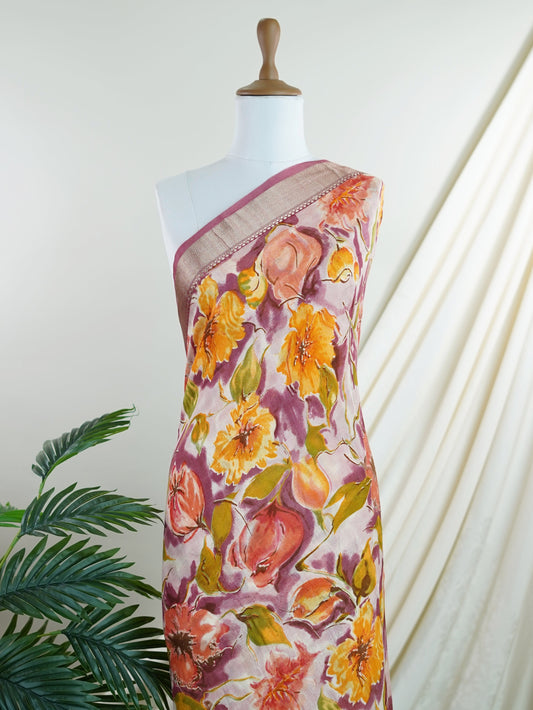 Mushru Purple Silk Cotton  - Manoranjitham Weaves - Handloom Store