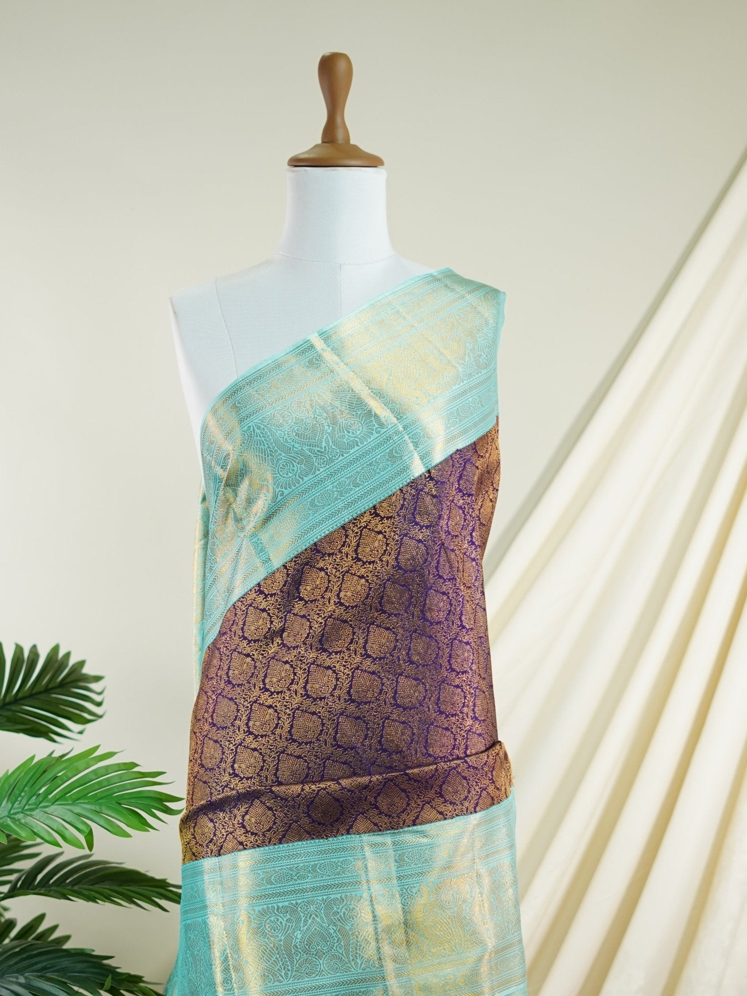 Kanchipuram Silk Cream 100% Pure Silk  - Manoranjitham Weaves - Handloom Store