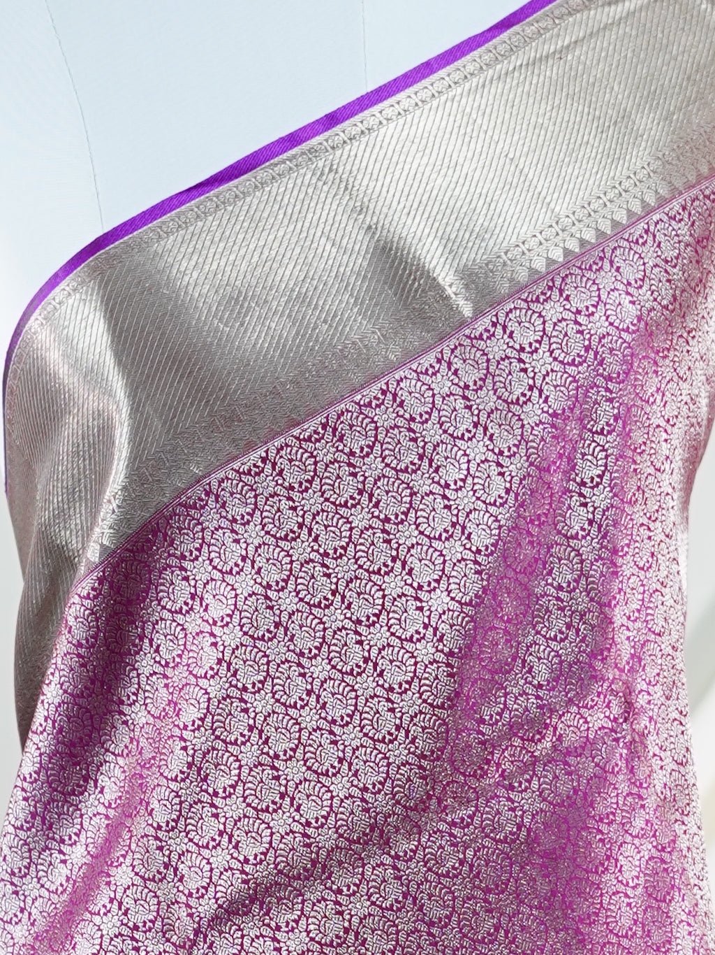 Kanchipuram Silk Magenta 100% Pure Silk  - Manoranjitham Weaves - Handloom Store
