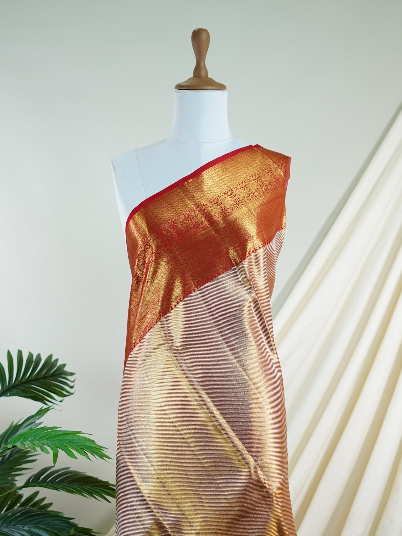 Kanchipuram Silk Gold tissue 100% Pure Silk  - Manoranjitham Weaves - Handloom Store