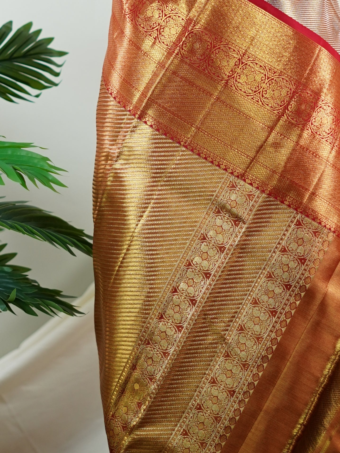 Kanchipuram Silk Gold tissue 100% Pure Silk  - Manoranjitham Weaves - Handloom Store