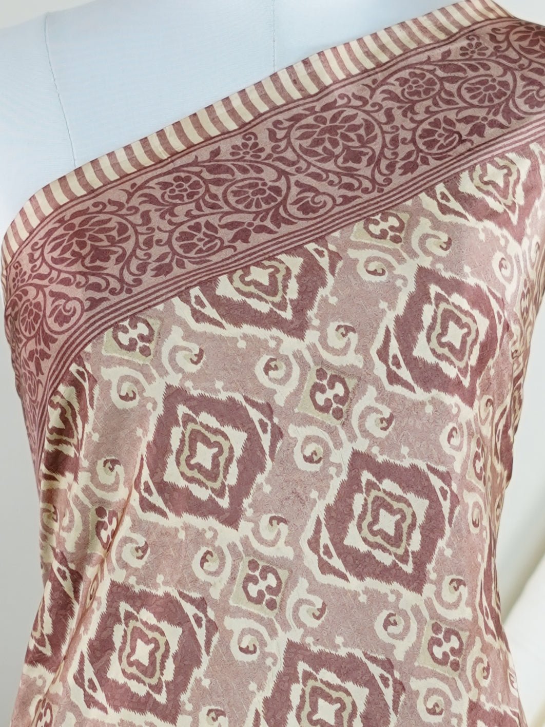 Satin Salmon Semi Mushru - Manoranjitham Weaves - Handloom Store