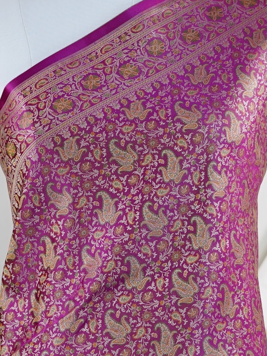 Katan Pink Semi Mushru - Manoranjitham Weaves - Handloom Store