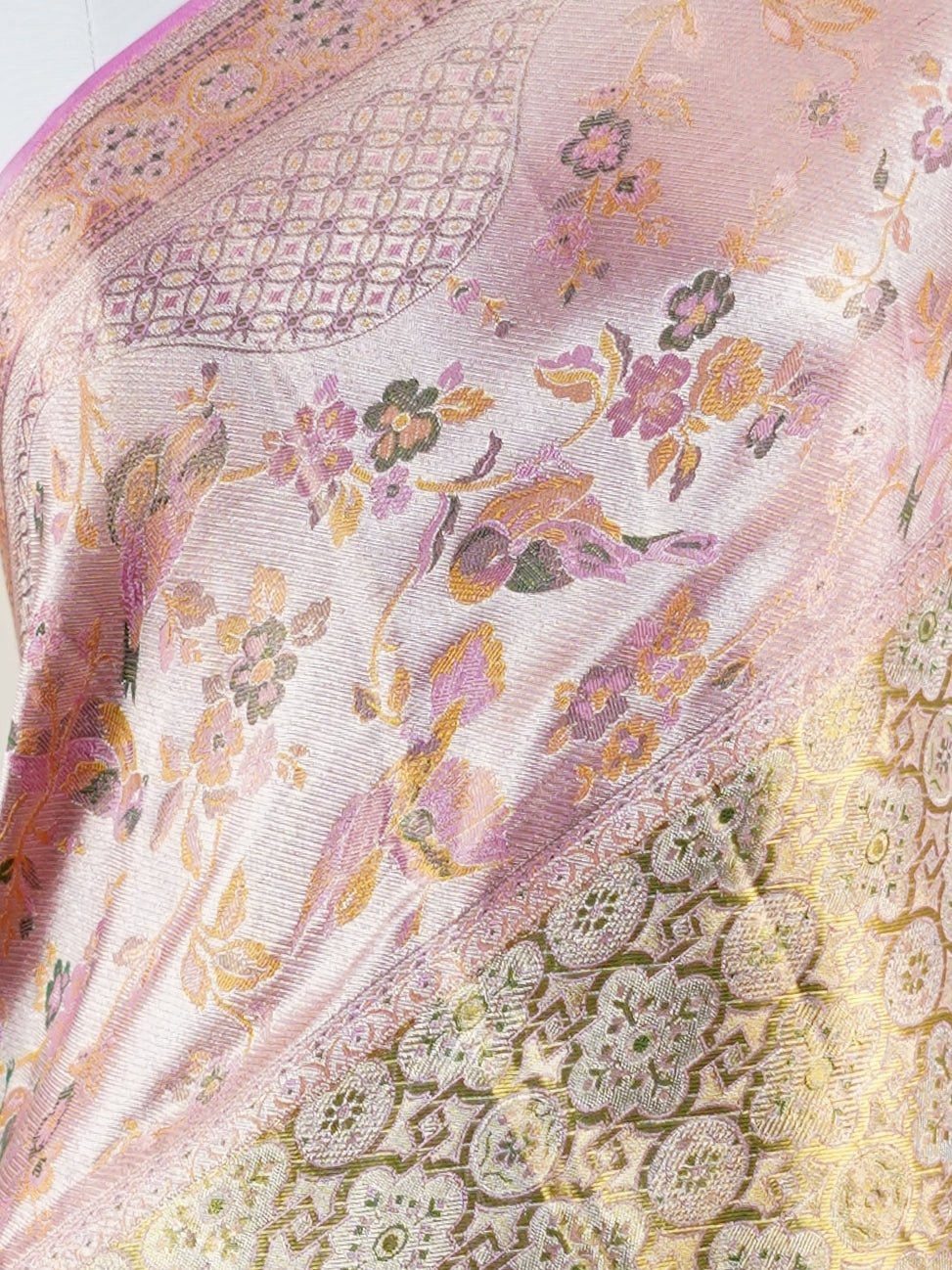 Kanchipuram Silk Golden 100% Pure Silk  - Manoranjitham Weaves - Handloom Store