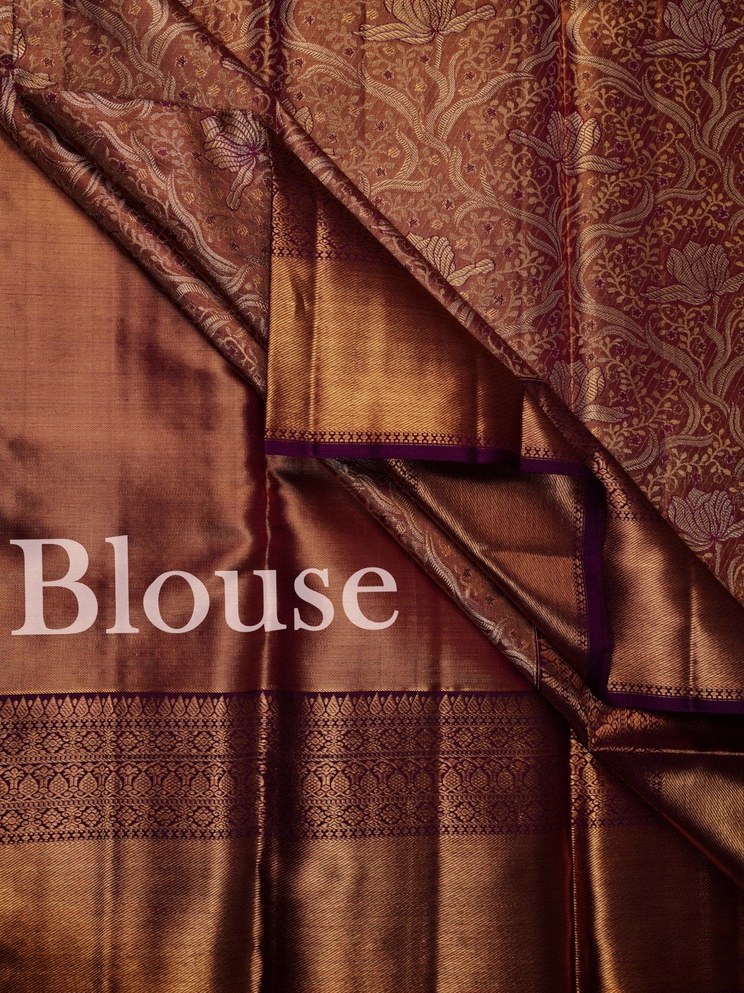 Kanchipuram Silk Peach 100% Pure Silk  - Manoranjitham Weaves - Handloom Store