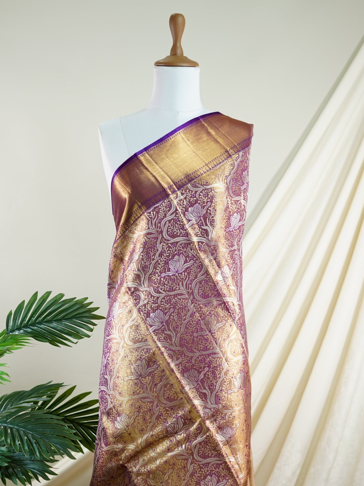 Kanchipuram Silk Peach 100% Pure Silk  - Manoranjitham Weaves - Handloom Store