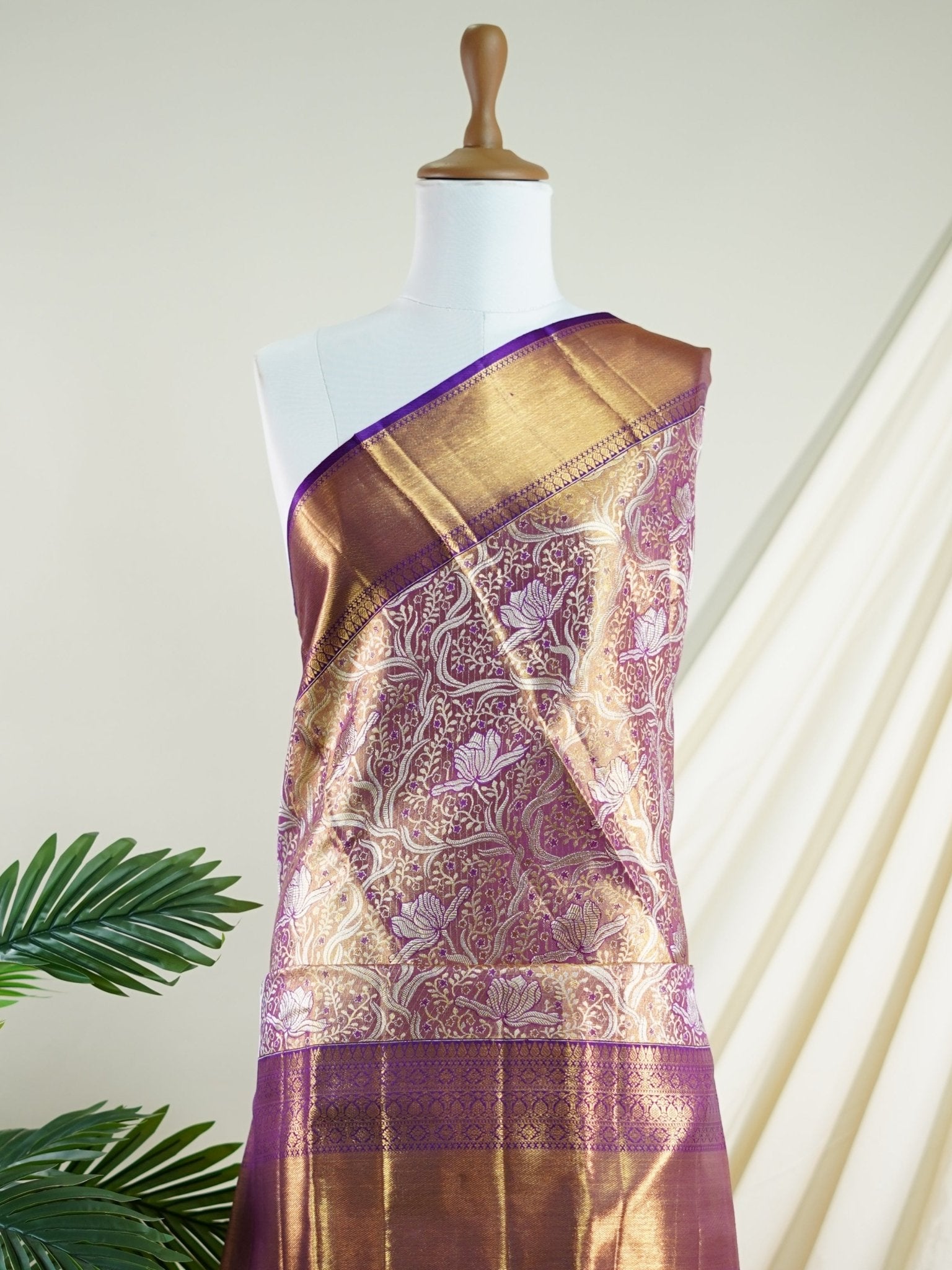 Kanchipuram Silk Peach 100% Pure Silk  - Manoranjitham Weaves - Handloom Store