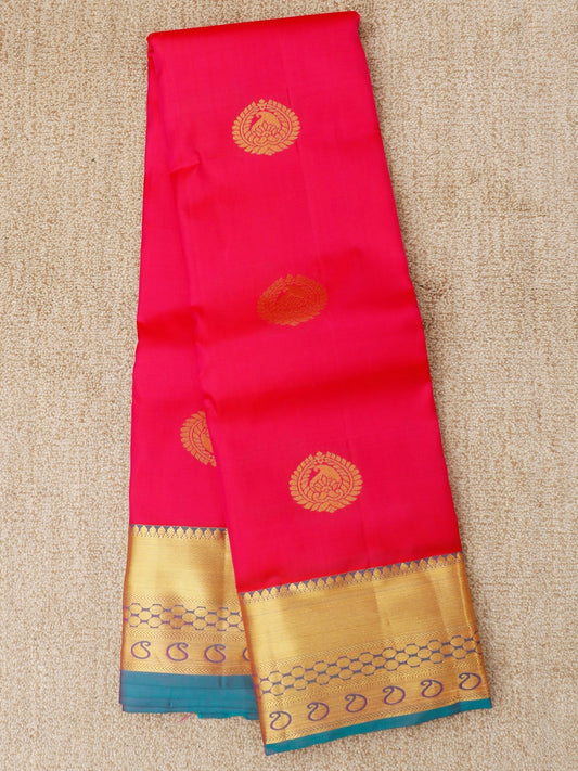 Kanchipuram Silk Magenta 100% Pure Silk  - Manoranjitham Weaves - Handloom Store