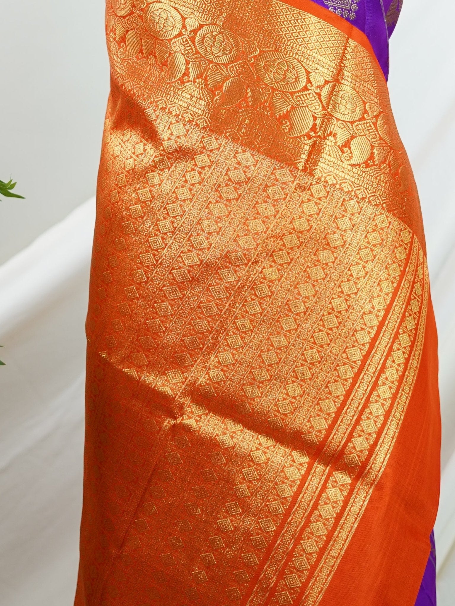 Venkatagiri Silk Purple 100% Pure Silk  - Manoranjitham Weaves - Handloom Store