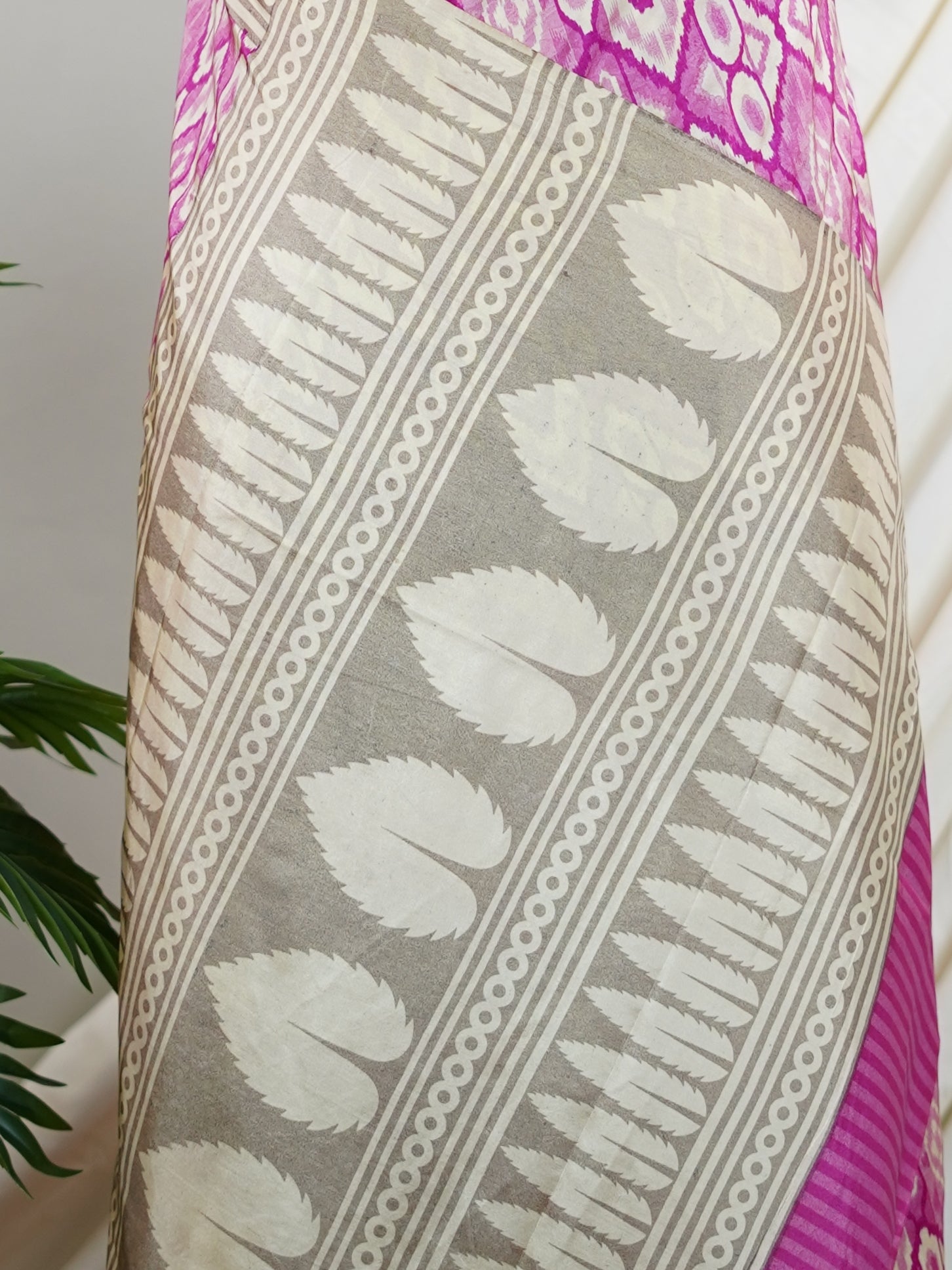 Satin Pink Semi Mushru - Manoranjitham Weaves - Handloom Store