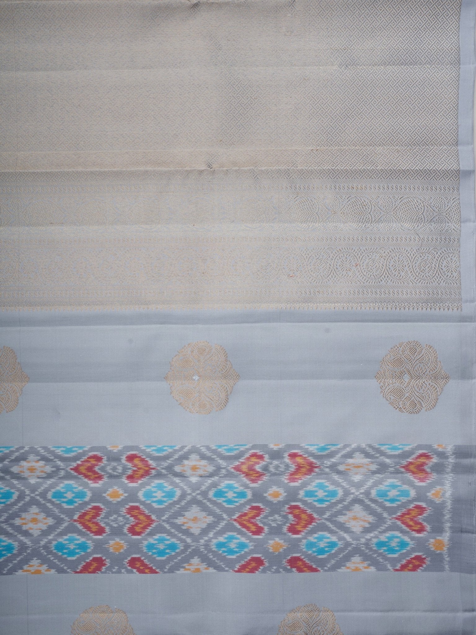 Kanchipuram Silk Grey 100% Pure Silk  - Manoranjitham Weaves - Handloom Store