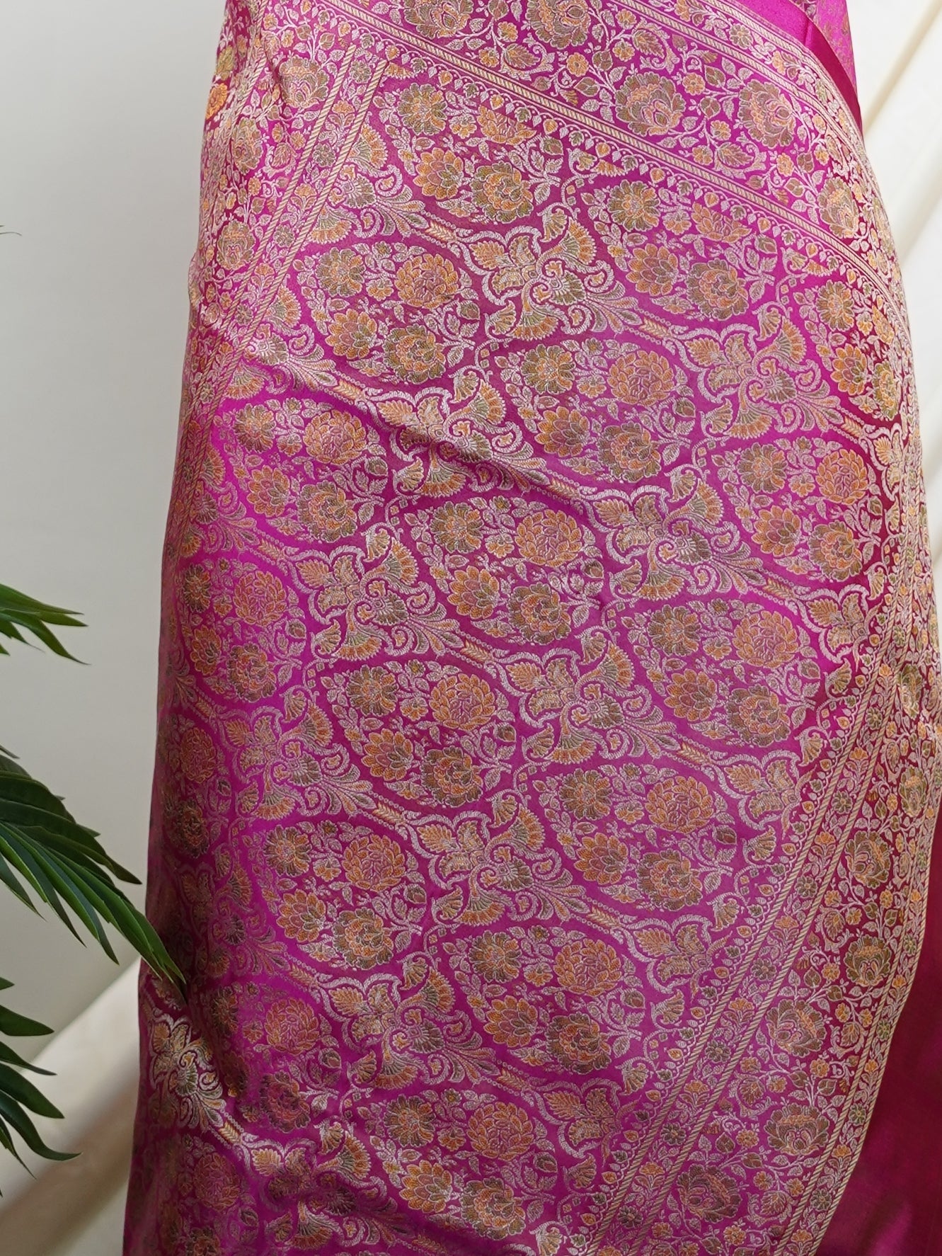Katan Pink Semi Mushru - Manoranjitham Weaves - Handloom Store