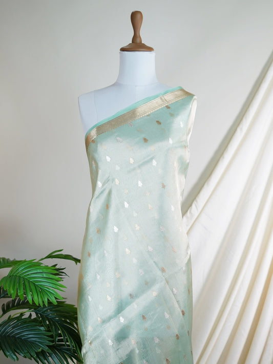 Tissue Powder Blue 100% Pure Tissue - Manoranjitham Weaves - Handloom Store