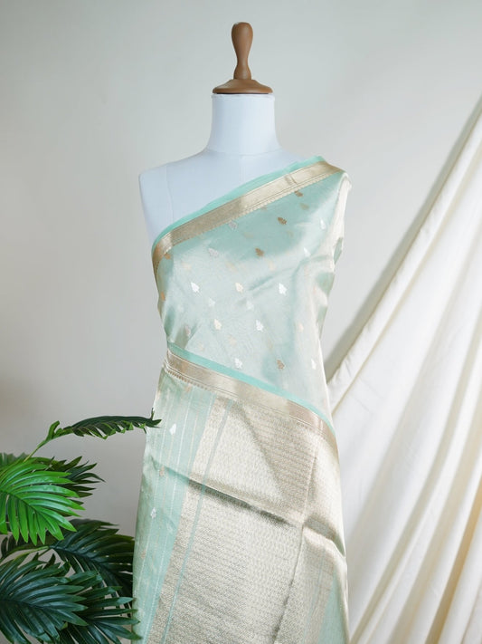 Tissue Powder Blue 100% Pure Tissue - Manoranjitham Weaves - Handloom Store