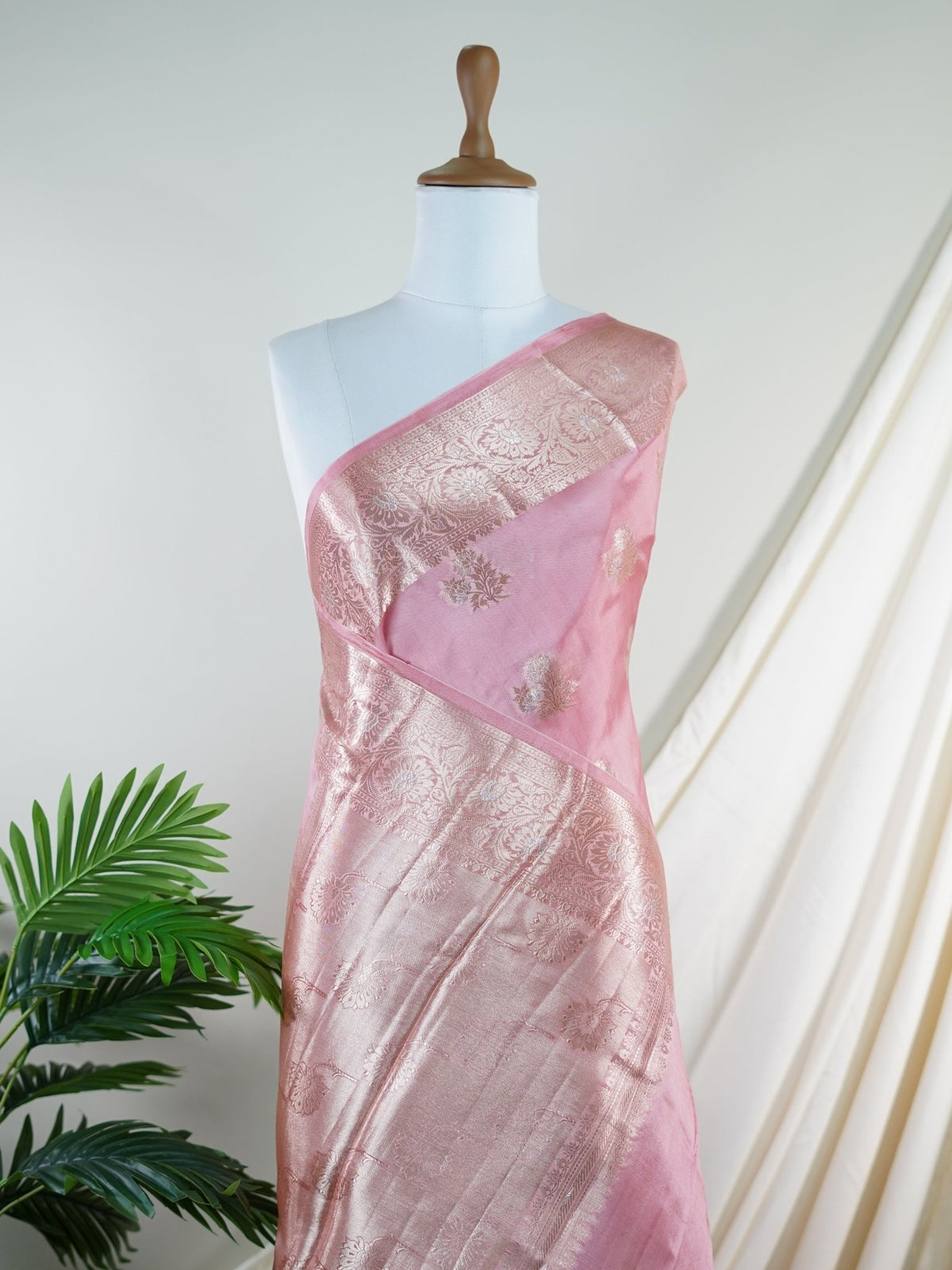 Chiniya Silk Peach 100% Pure Katan Soft Silk - Manoranjitham Weaves - Handloom Store