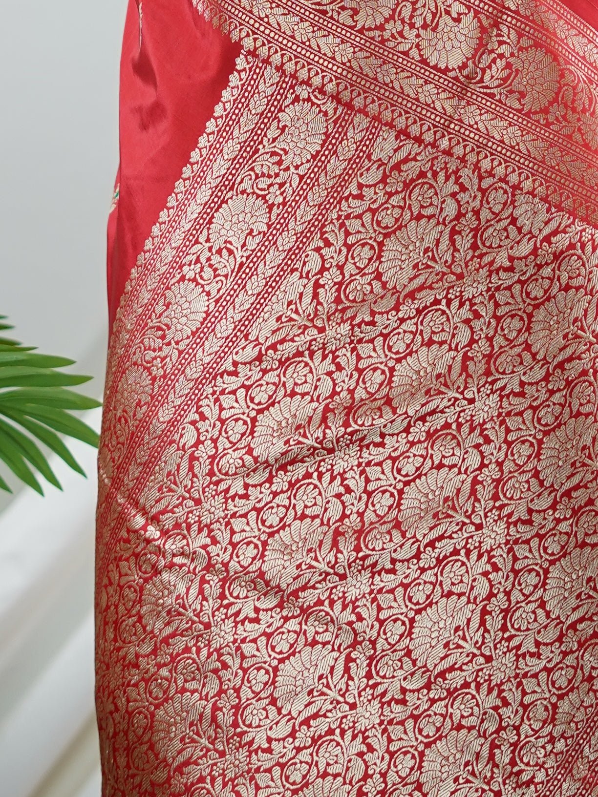 Katan Red 100% Pure Katan Soft Silk - Manoranjitham Weaves - Handloom Store