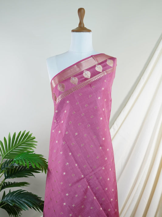 Chiniya Silk Pink 100% Pure Katan Soft Silk - Manoranjitham Weaves - Handloom Store