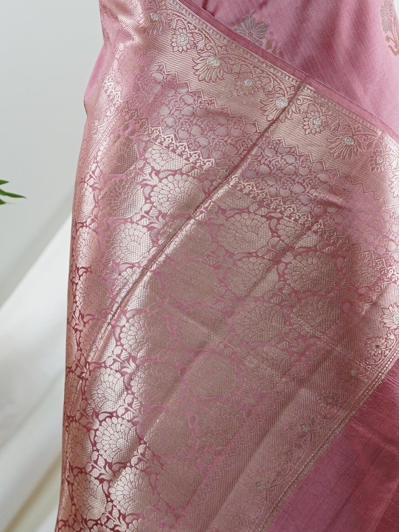 Chiniya Silk Peach 100% Pure Katan Soft Silk - Manoranjitham Weaves - Handloom Store